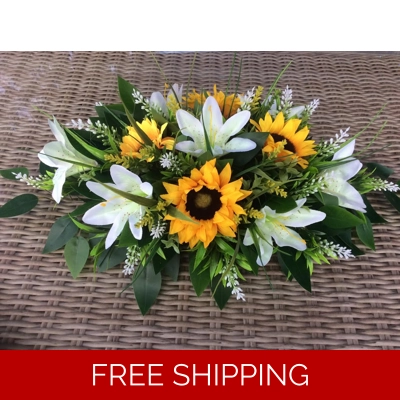 Cemetery Arrangement with sunflowers and Tiger Lily's